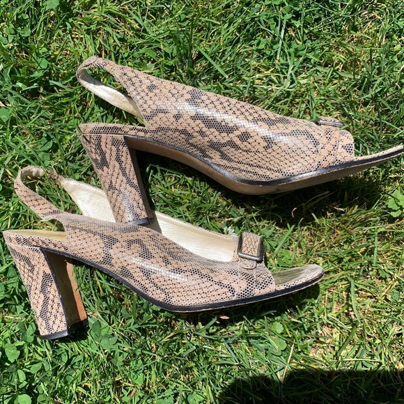Bill Blass leather, snake print, sling-backs, 8 - Picture 3 of 16